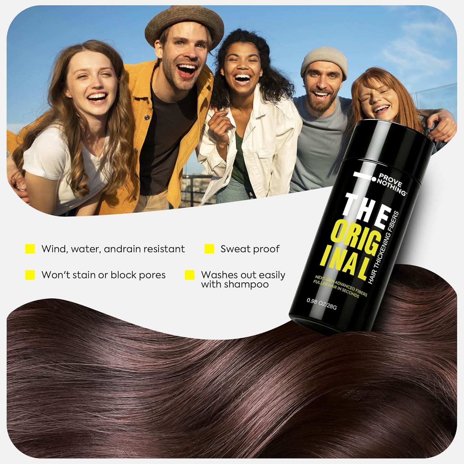 PROVE NOTHING Hair Fibres (28g) Instantly Fuller, Thicker Look Windproof & Sweatproof | Women and Men | Designed in Australia (Light Brown) - Battery Mate